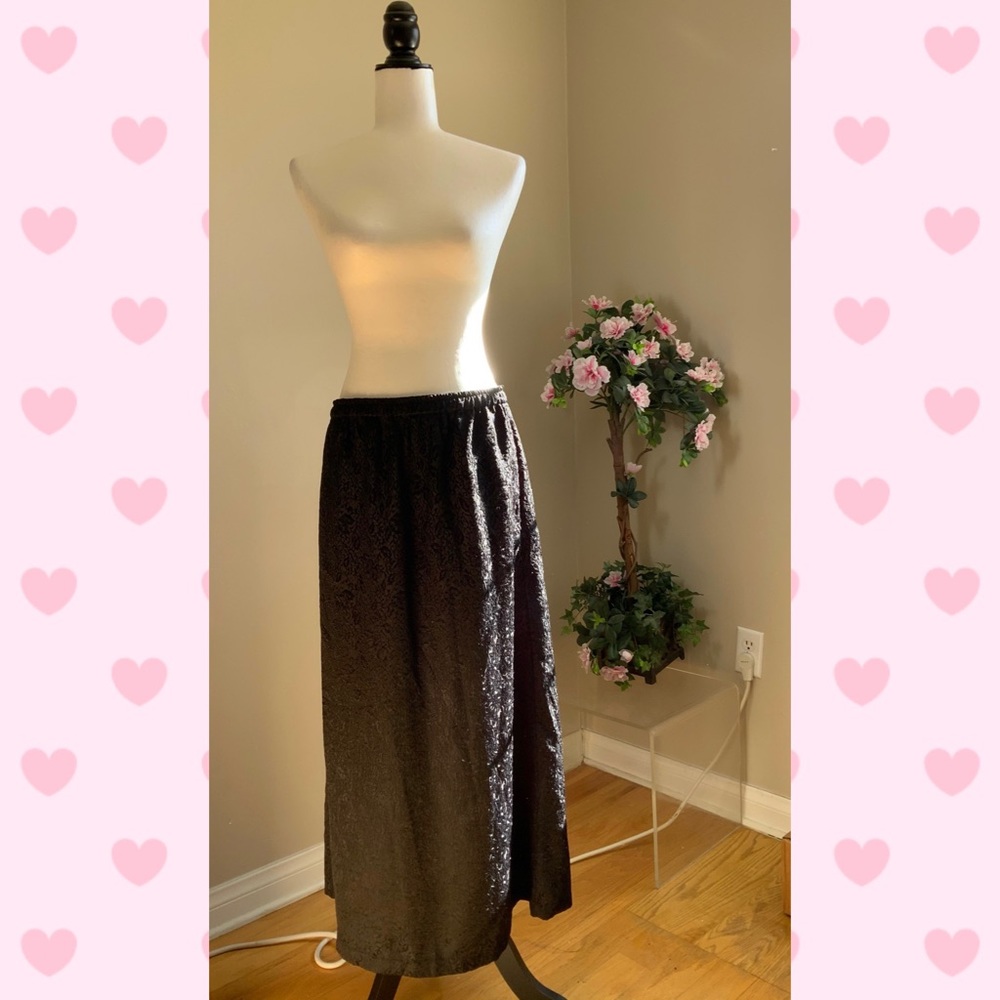 Vintage Black Floral Maxi Skirt